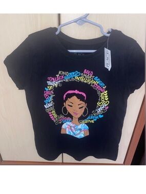 The Children’s Place Girls Black Graphic Tee Size M 7/8 NWT